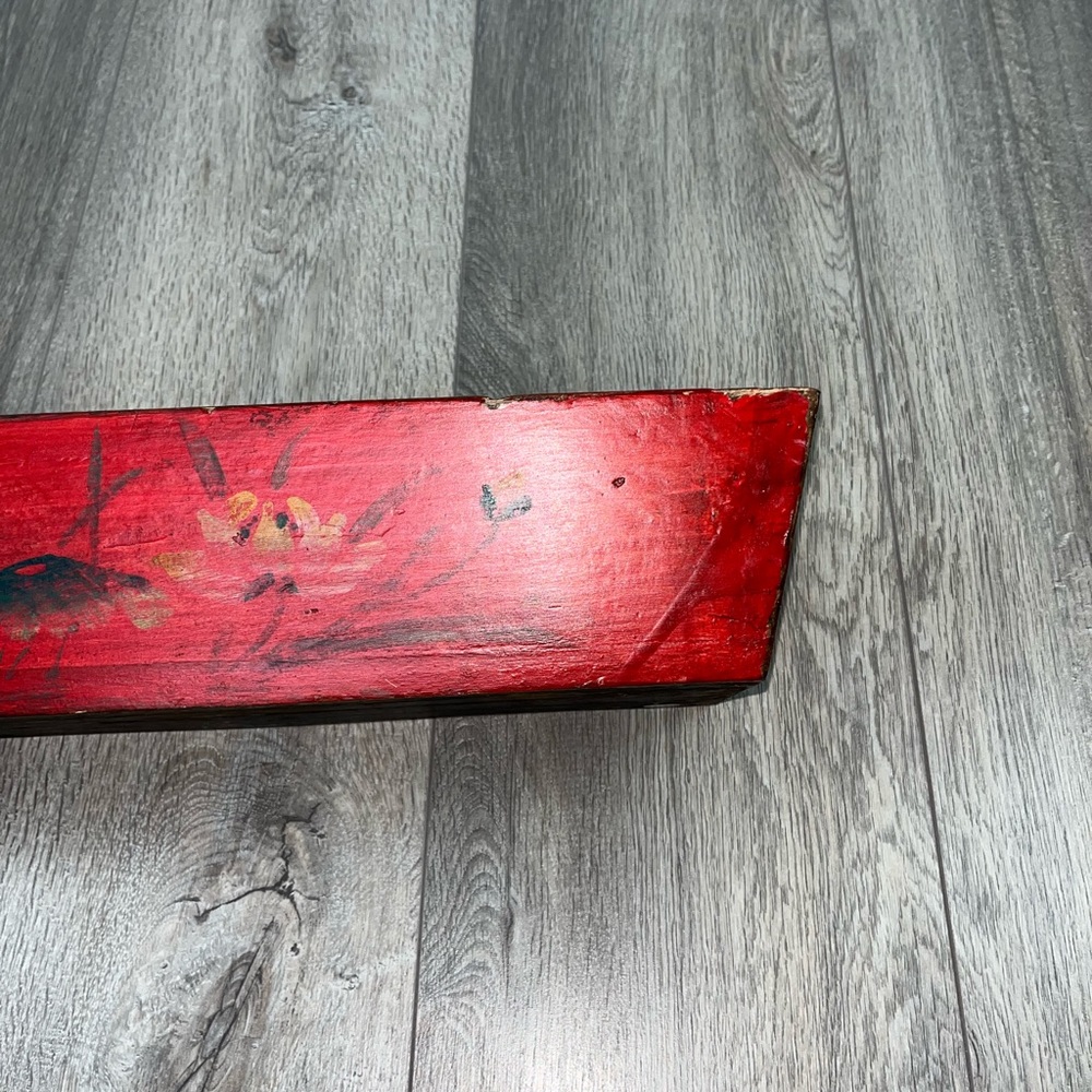 NWT Decorative Box Chinese Jewelry Box Decorative Red Floral Elongated Box - Picture 15 of 16